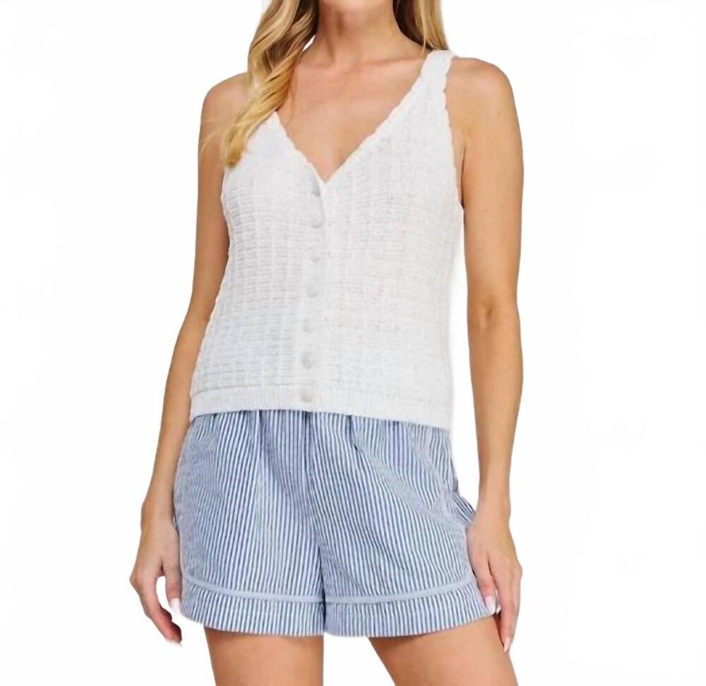 NEW ALLIE ROSE casual knit button-up tank top in white